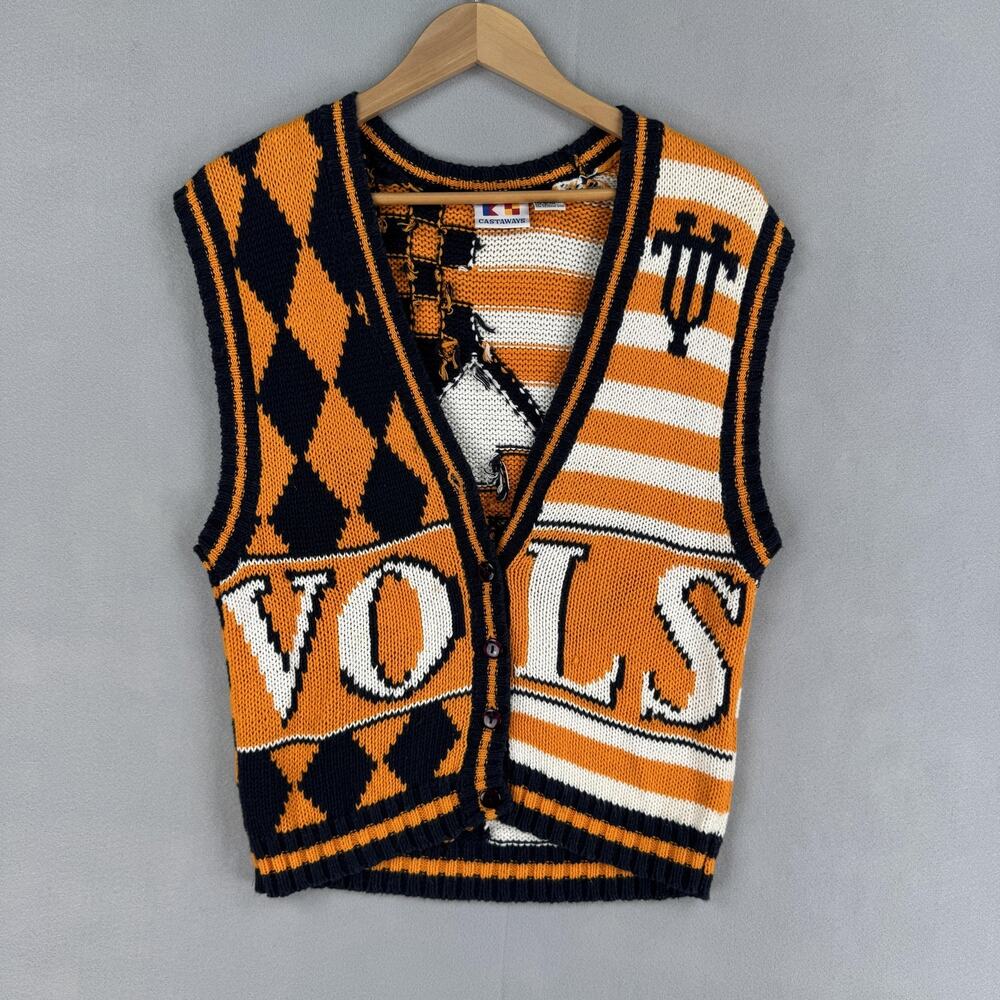 Tennessee Volunteers Sweater Vest Womens Small Orange NCAA Football Castaways